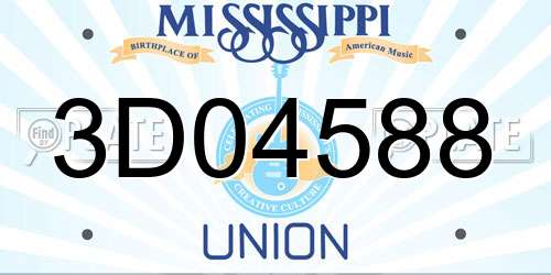 3D04588 Mississippi License Plate