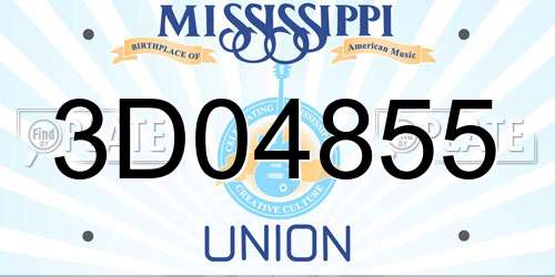 3D04855 Mississippi License Plate