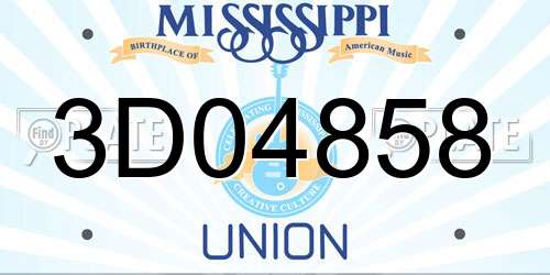 3D04858 Mississippi License Plate
