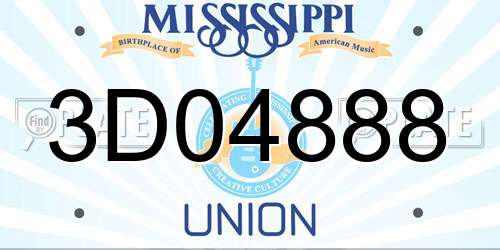 3D04888 Mississippi License Plate