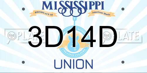 3D14D Mississippi License Plate