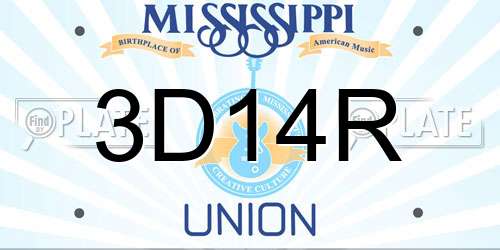 3D14R Mississippi License Plate