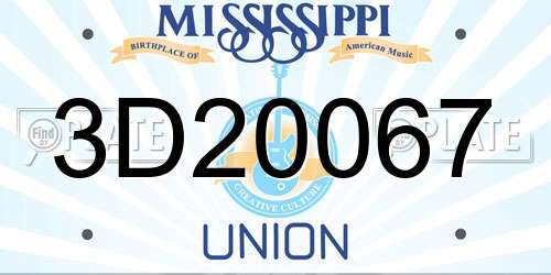 3D20067 Mississippi License Plate