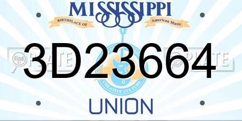 3D23664 Mississippi License Plate