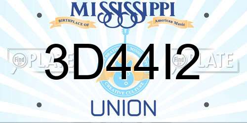 3D44I2 Mississippi License Plate