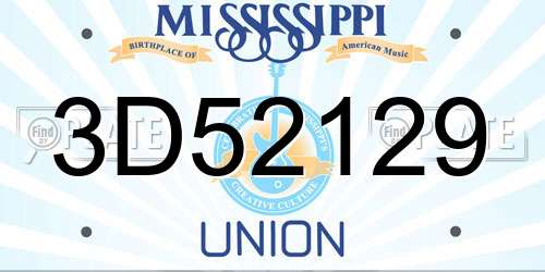 3D52129 Mississippi License Plate