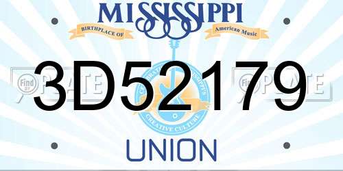 3D52179 Mississippi License Plate
