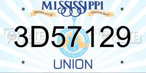 3D57129 Mississippi License Plate