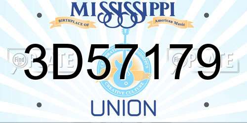 3D57179 Mississippi License Plate