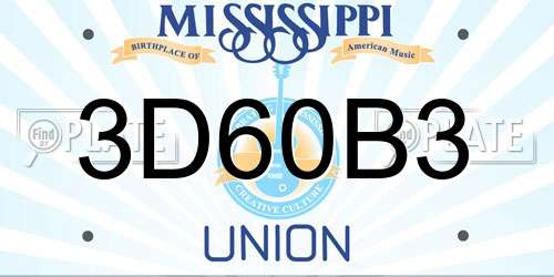 3D60B3 Mississippi License Plate