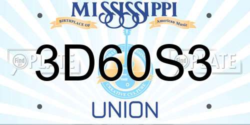 3D60S3 Mississippi License Plate