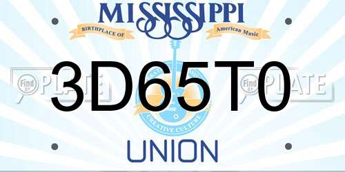 3D65T0 Mississippi License Plate