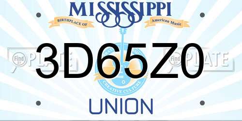 3D65Z0 Mississippi License Plate