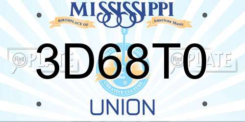 3D68T0 Mississippi License Plate