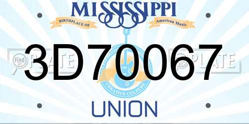 3D70067 Mississippi License Plate