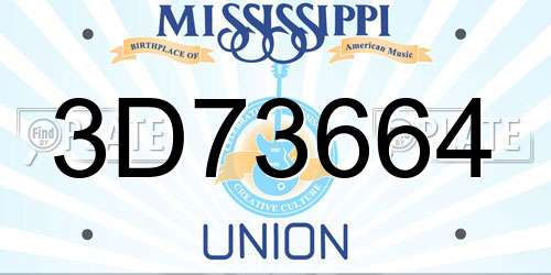 3D73664 Mississippi License Plate