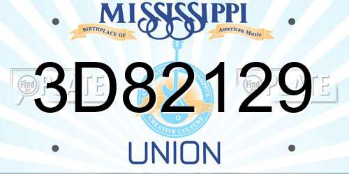 3D82129 Mississippi License Plate