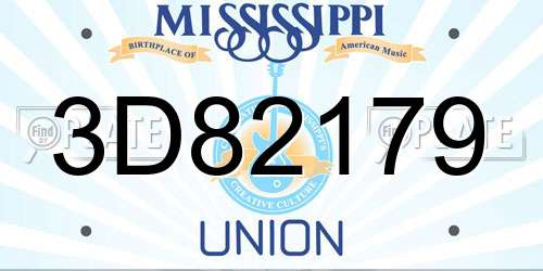3D82179 Mississippi License Plate
