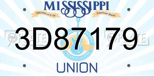 3D87179 Mississippi License Plate