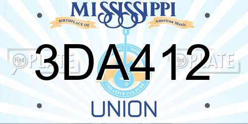 3DA412 Mississippi License Plate