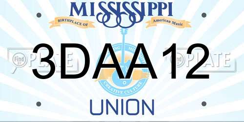 3DAA12 Mississippi License Plate