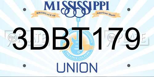 3DBT179 Mississippi License Plate