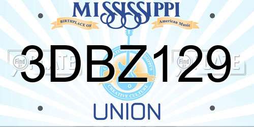 3DBZ129 Mississippi License Plate