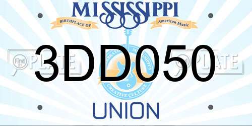 3DD050 Mississippi License Plate