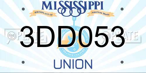 3DD053 Mississippi License Plate