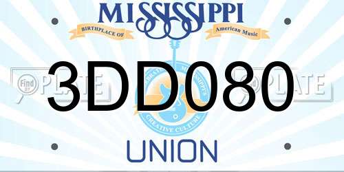 3DD080 Mississippi License Plate