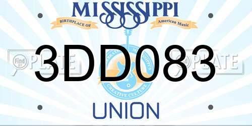 3DD083 Mississippi License Plate