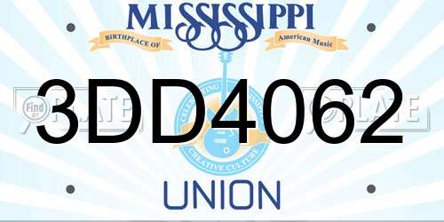 3DD4062 Mississippi License Plate
