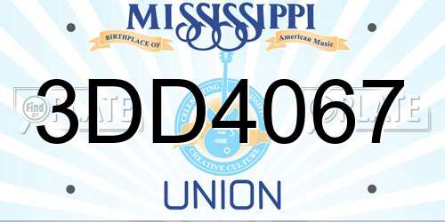 3DD4067 Mississippi License Plate