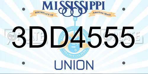 3DD4555 Mississippi License Plate