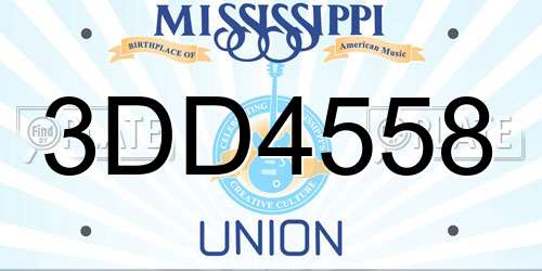3DD4558 Mississippi License Plate