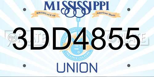 3DD4855 Mississippi License Plate