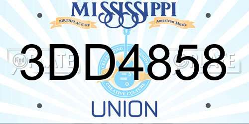 3DD4858 Mississippi License Plate