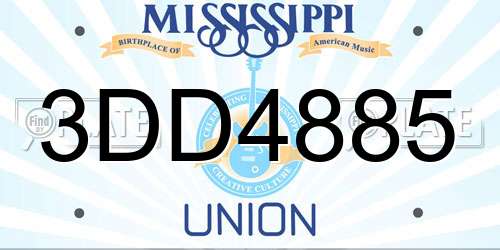 3DD4885 Mississippi License Plate