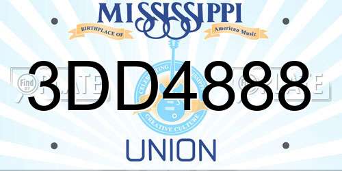 3DD4888 Mississippi License Plate