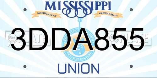 3DDA855 Mississippi License Plate