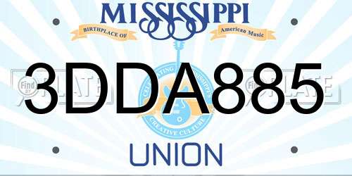 3DDA885 Mississippi License Plate