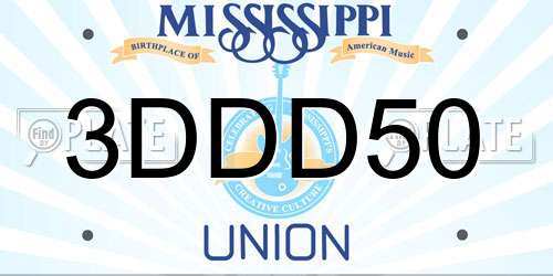 3DDD50 Mississippi License Plate