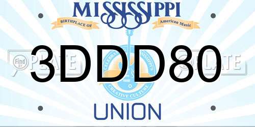 3DDD80 Mississippi License Plate