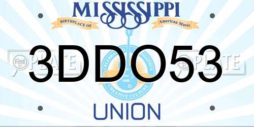 3DDO53 Mississippi License Plate