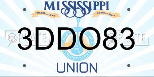 3DDO83 Mississippi License Plate
