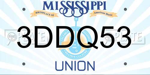 3DDQ53 Mississippi License Plate