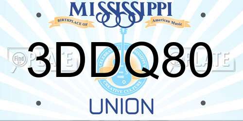 3DDQ80 Mississippi License Plate