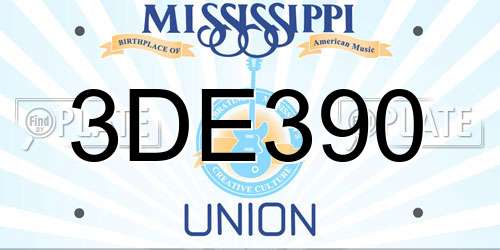 3DE390 Mississippi License Plate
