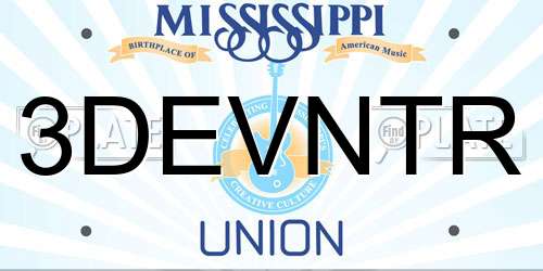 3DEVNTR Mississippi License Plate