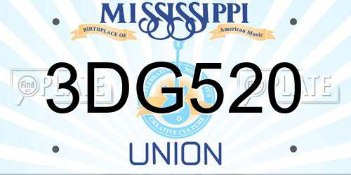 3DG520 Mississippi License Plate